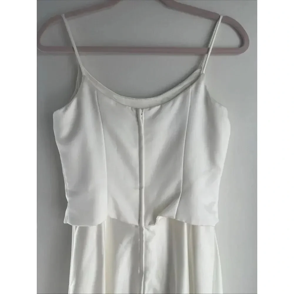 Scott McClintock Petite Wedding Dress Embroidered Rhinestones Ivory Satin Size 4 - Picture 13 of 16